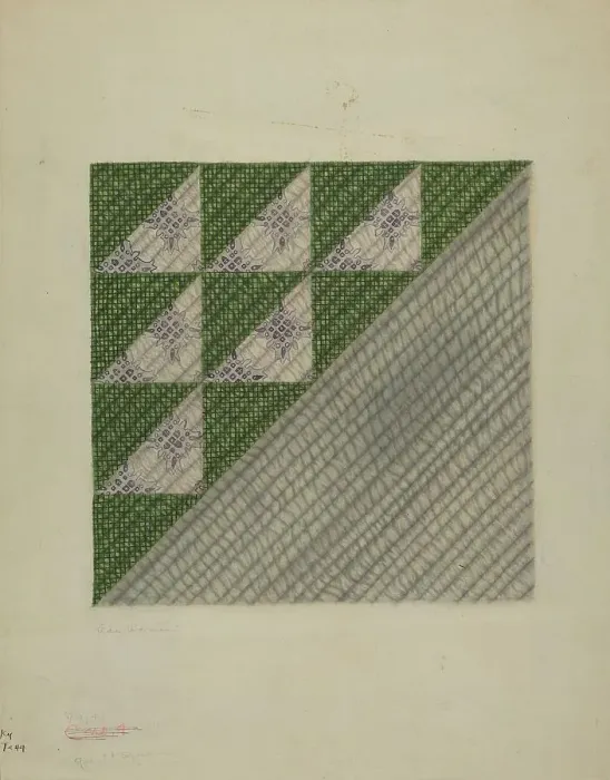 Framed Print : Quilt Block, 1935 / 1942. Creator: Ada Barnes Framed Print : Quilt Block, 1935 / 1942. Creator: Ada Barnes