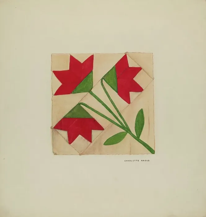 Framed Print : Quilt Block Pattern, c. 1937. Creator: Charlotte Angus Framed Print : Quilt Block Pattern, c. 1937. Creator: Charlotte Angus