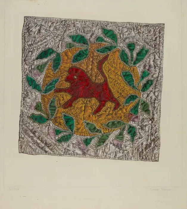 Framed Print : Quilt Block Red Lion, 1935 / 1942. Creator: Florence Truelson Framed Print : Quilt Block Red Lion, 1935 / 1942. Creator: Florence Truelson