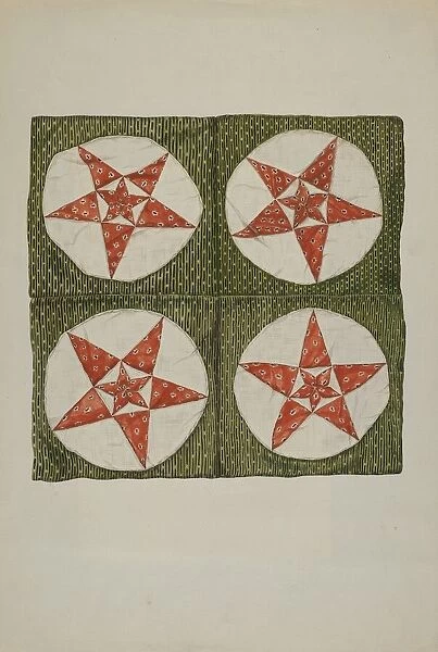 Quilt Blocks - Applique Star, 1935  /  1942. Creator: Unknown