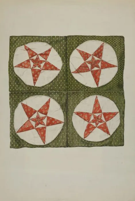 Framed Print : Quilt Blocks - Applique Star, 1935  /  1942. Creator: Unknown