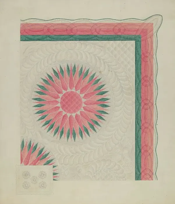 Framed Print : Quilt, c. 1937. Creator: Therkel Anderson Framed Print : Quilt, c. 1937. Creator: Therkel Anderson