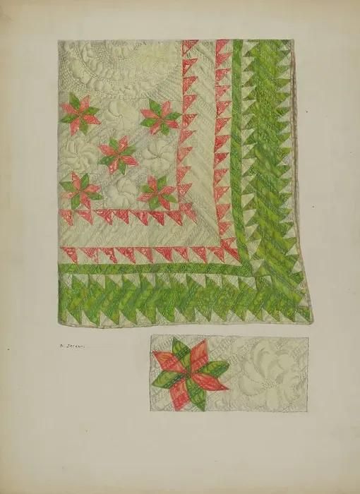 Framed Print : Quilt, c. 1941. Creator: Genevieve Jordan
