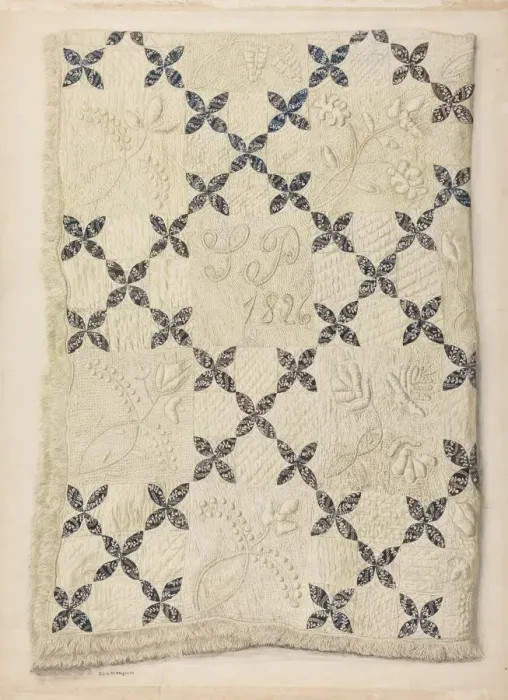 Framed Print : Quilt, c. 1942. Creator: Edith Magnette Framed Print : Quilt, c. 1942. Creator: Edith Magnette