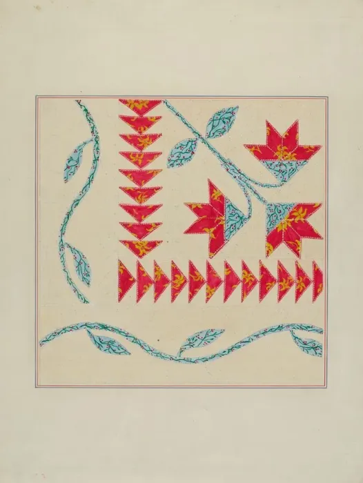Framed Print : Quilt (Corner), c. 1940. Creator: William Kieckhofel Framed Print : Quilt (Corner), c. 1940. Creator: William Kieckhofel