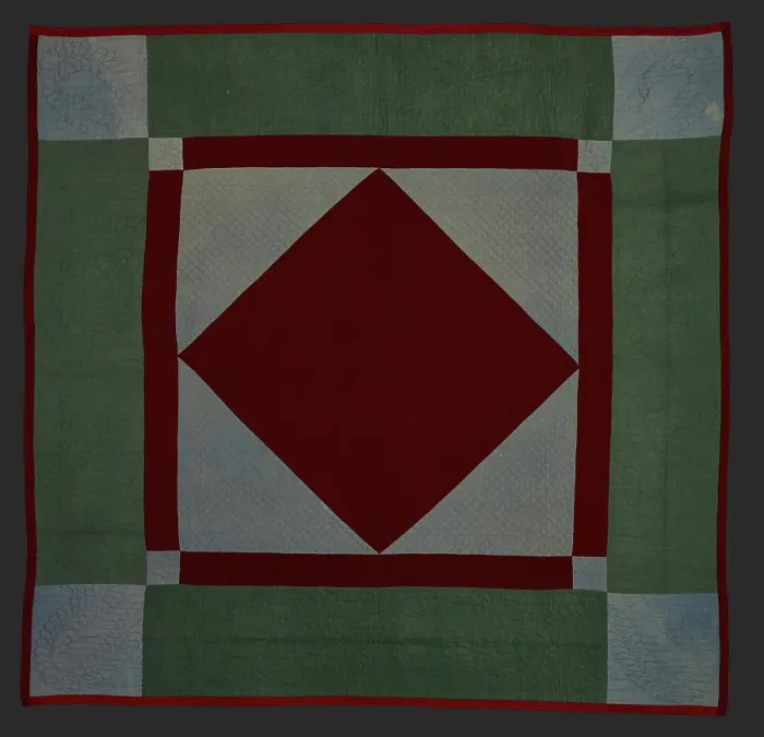 Framed Print : Quilt (Diamond In Square), about 1900. Creator: Unknown Framed Print : Quilt (Diamond In Square), about 1900. Creator: Unknown