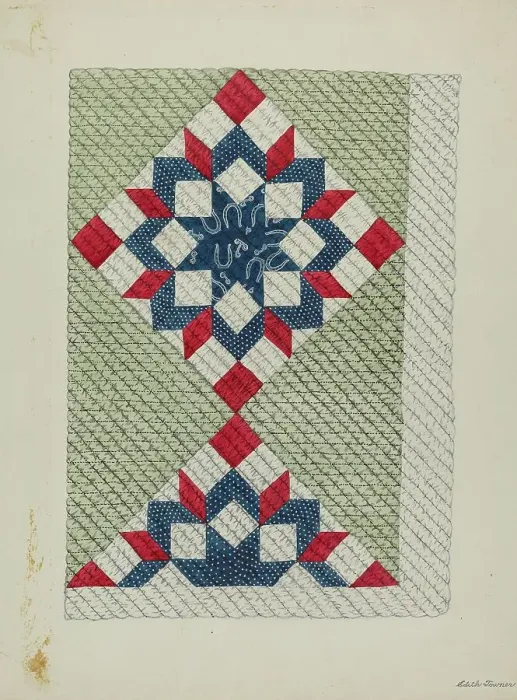 Framed Print : Quilt - Double Star, c. 1940. Creator: Edith Towner. Quilt - Double Star, c. 1940. Creator: Edith Towner Framed Print : Quilt - Double Star, c. 1940. Creator: Edith Towner. Quilt - Double Star, c. 1940. Creator: Edith Towner