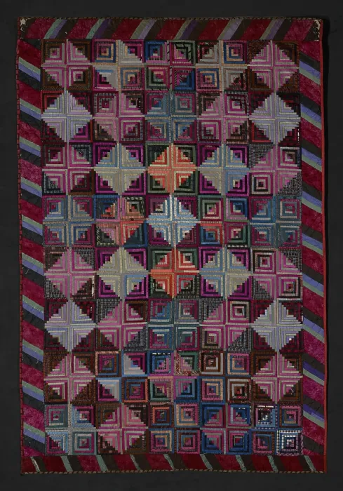 Framed Print : Quilt (Log Cabin), 1875-1898. Creator: Rachel M. Henderson Framed Print : Quilt (Log Cabin), 1875-1898. Creator: Rachel M. Henderson