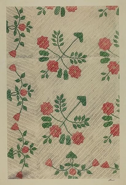 Quilt - Rose Design, 1938. Creator: Ralph Atkinson