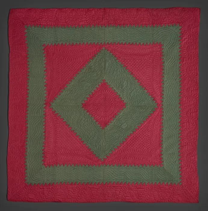 Framed Print : Quilt (Sawtooth Diamond In Square), about 1910. Creator: Unknown Framed Print : Quilt (Sawtooth Diamond In Square), about 1910. Creator: Unknown