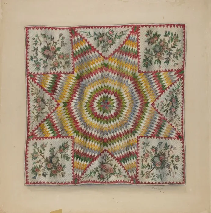 Framed Print : Quilt (Star of Bethlehem), 1935 / 1942. Creator: Charles Bowman Framed Print : Quilt (Star of Bethlehem), 1935 / 1942. Creator: Charles Bowman