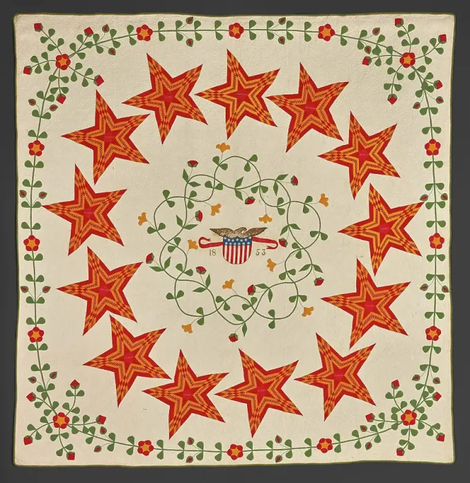Framed Print : Quilt (Stars And Eagle), 1853. Creator: Unknown Framed Print : Quilt (Stars And Eagle), 1853. Creator: Unknown
