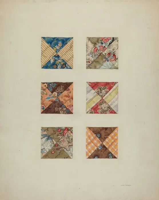 Framed Print : Quilt Swatches, c. 1938. Creator: John Osbold Framed Print : Quilt Swatches, c. 1938. Creator: John Osbold