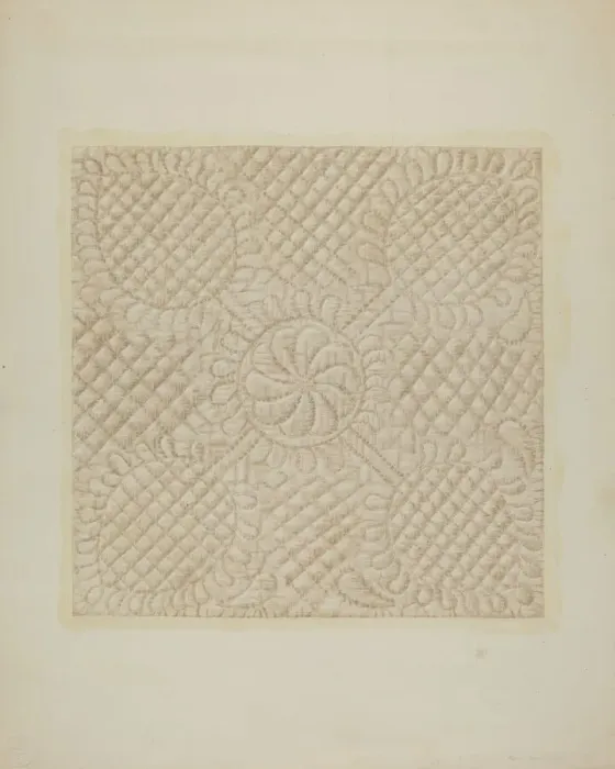 Framed Print : Detail of Quilt - Tulip Pattern, c. 1939. Creator: Fred Hassebrock Framed Print : Detail of Quilt - Tulip Pattern, c. 1939. Creator: Fred Hassebrock