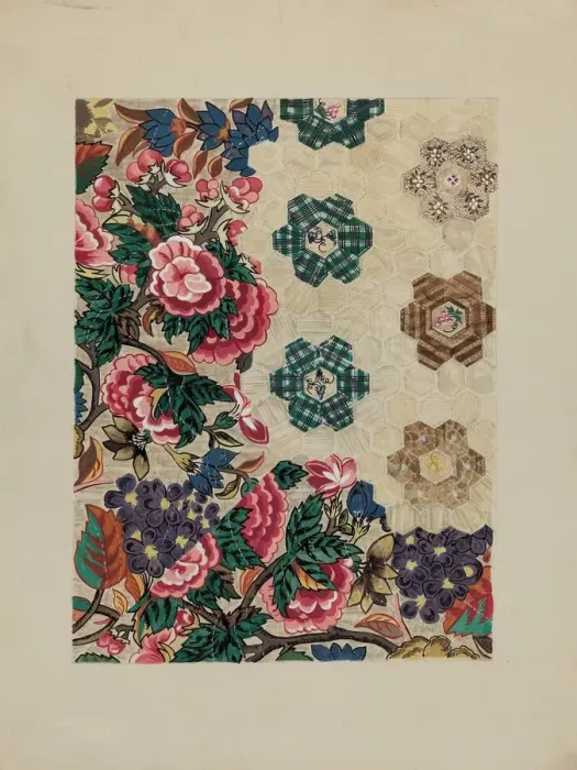 Framed Print : Quilted Bedspread, c. 1936. Creator: Irene Schaefer Framed Print : Quilted Bedspread, c. 1936. Creator: Irene Schaefer