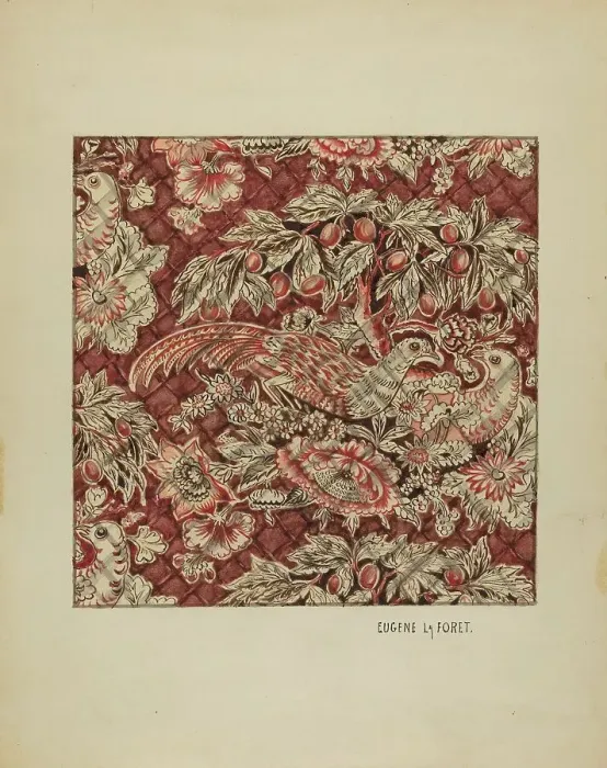 Framed Print : Quilted Chintz Coverlet, c. 1936. Creator: Eugene La Foret Framed Print : Quilted Chintz Coverlet, c. 1936. Creator: Eugene La Foret