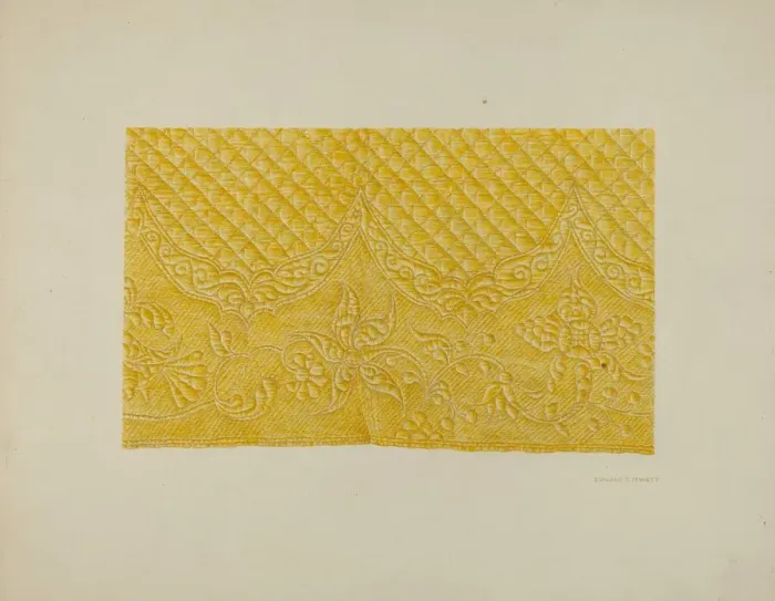 Framed Print : Quilting on Silk (Detail), c. 1940. Creator: Edward Jewett Framed Print : Quilting on Silk (Detail), c. 1940. Creator: Edward Jewett
