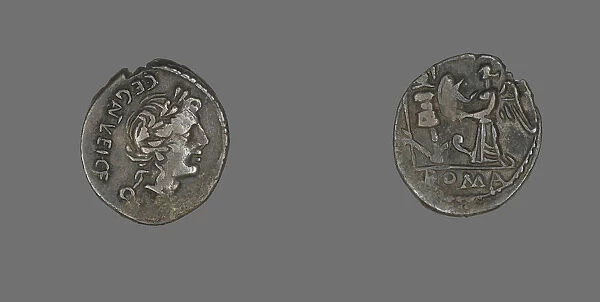 Quinarius (Coin) Depicting the God Apollo, about 97 BCE. Creator: Unknown