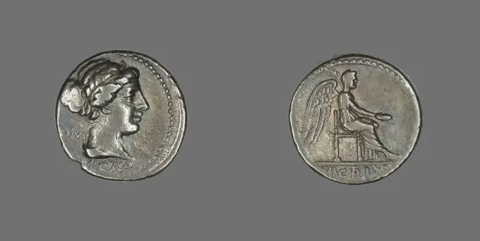 Framed Print : Quinarius (Coin) Depicting Liberty, 89 BCE. Creator: Unknown Framed Print : Quinarius (Coin) Depicting Liberty, 89 BCE. Creator: Unknown
