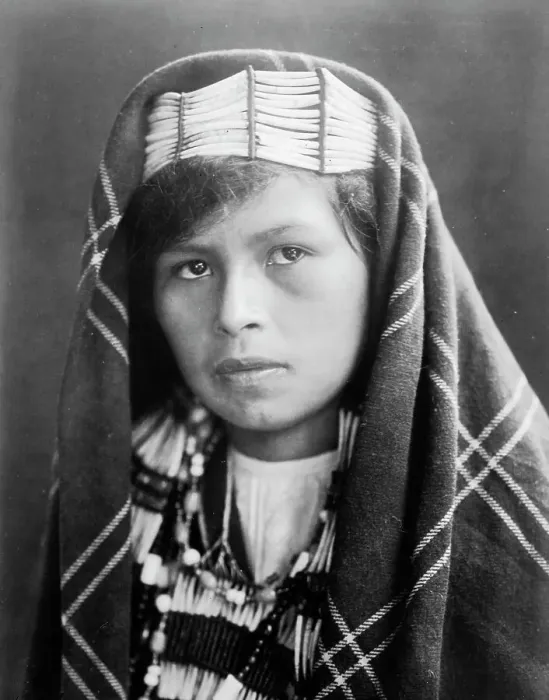 Framed Print : Quinault female head-and-shoulders portrait, facing slightly left, c1913. Creator: Edward Sheriff Curtis Framed Print : Quinault female head-and-shoulders portrait, facing slightly left, c1913. Creator: Edward Sheriff Curtis