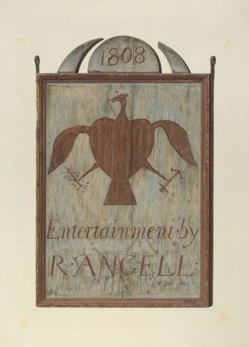 Framed Print : R. Angells Tavern Sign, c. 1939. Creator: John Matulis Framed Print : R. Angells Tavern Sign, c. 1939. Creator: John Matulis