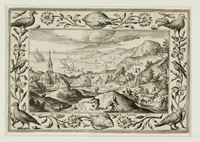 Framed Print : Rabbit Hunt, from Landscapes with Old and New Testament Scenes and Hunting Scenes, 1584 Framed Print : Rabbit Hunt, from Landscapes with Old and New Testament Scenes and Hunting Scenes, 1584
