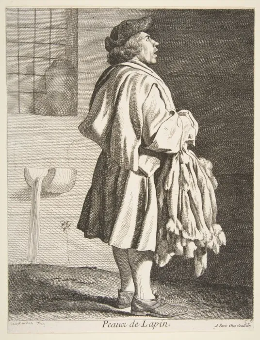 Framed Print : Rabbit Pelt Peddler, 1737. Creator: Caylus, Anne-Claude-Philippe de Framed Print : Rabbit Pelt Peddler, 1737. Creator: Caylus, Anne-Claude-Philippe de