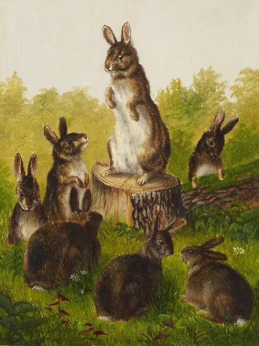 Framed Print : Rabbits, 1859. Creator: William Jacob Hays Framed Print : Rabbits, 1859. Creator: William Jacob Hays