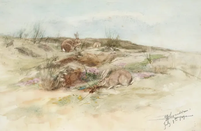 Framed Print : Rabbits, 1891. Creator: Edwin Alexander Framed Print : Rabbits, 1891. Creator: Edwin Alexander