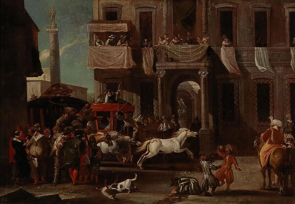 The Race of the Berber Horses in Rome. Creator: Miel, Jan (1599-1664)