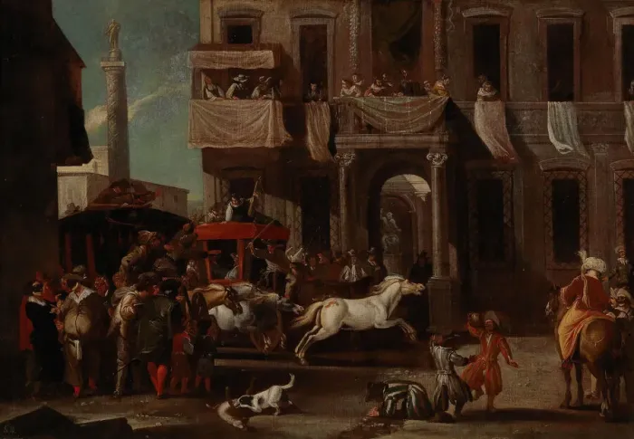 Framed Print : The Race of the Berber Horses in Rome. Creator: Miel, Jan (1599-1664) Framed Print : The Race of the Berber Horses in Rome. Creator: Miel, Jan (1599-1664)
