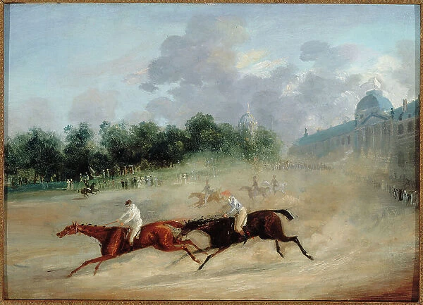 Race at the Champ-de-Mars, around 1825. Creator: M Mills