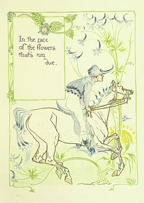 Framed Print : In the race of the flowers that's run due, 1899. Creator: Walter Crane. In the race of the flowers that's run due, 1899. Creator: Walter Crane Framed Print : In the race of the flowers that's run due, 1899. Creator: Walter Crane. In the race of the flowers that's run due, 1899. Creator: Walter Crane