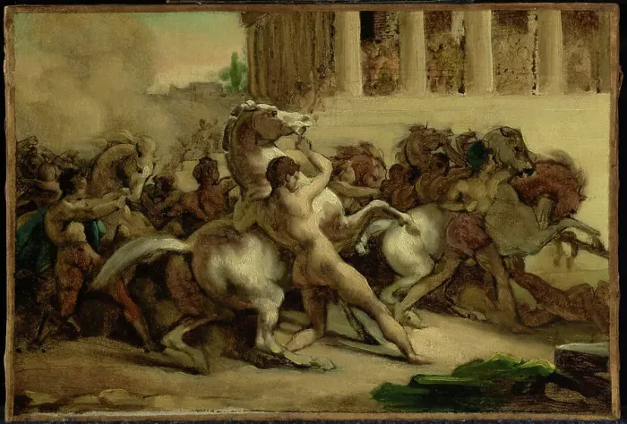 Framed Print : The Race of the Riderless Horses, 1817. Creator: Theodore Gericault Framed Print : The Race of the Riderless Horses, 1817. Creator: Theodore Gericault