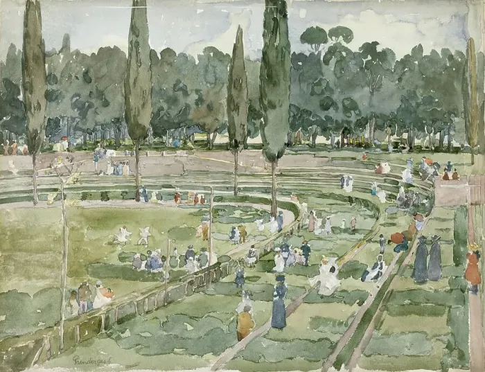 Framed Print : The Race Track (Piazza Siena, Borghese Gardens, Rome), 1898. Creator: Maurice Brazil Prendergast Framed Print : The Race Track (Piazza Siena, Borghese Gardens, Rome), 1898. Creator: Maurice Brazil Prendergast