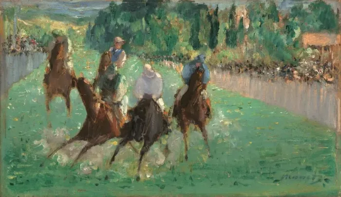 Framed Print : At the Races, c. 1875. Creator: Edouard Manet Framed Print : At the Races, c. 1875. Creator: Edouard Manet