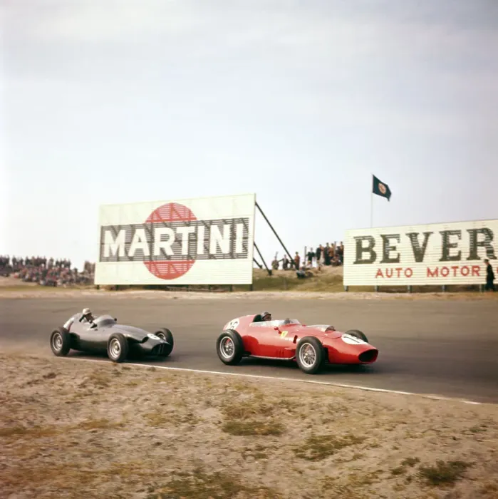 Framed Print : Two racing cars taking a bend, Dutch Grand Prix, Zandvoort, Holland, 1959 Framed Print : Two racing cars taking a bend, Dutch Grand Prix, Zandvoort, Holland, 1959