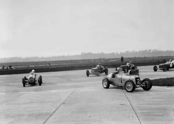 Framed Print : Racing cars taking a corner at Brooklands, Surrey, c1930s. Artist: Bill Brunell Framed Print : Racing cars taking a corner at Brooklands, Surrey, c1930s. Artist: Bill Brunell