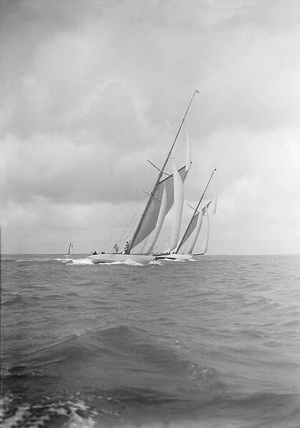 The racing cutters Istria and Mariska, 1912. Creator: Kirk & Sons of Cowes
