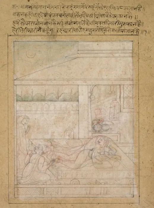 Framed Print : Radha and Krishnas Reconciliation, c. 1790-1800. Creator: Unknown Framed Print : Radha and Krishnas Reconciliation, c. 1790-1800. Creator: Unknown
