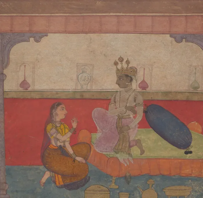 Framed Print : Radha Speaks to Krishna: Page from the Boston Rasikapriya (Lovers Breviary), ca. 1610 Framed Print : Radha Speaks to Krishna: Page from the Boston Rasikapriya (Lovers Breviary), ca. 1610