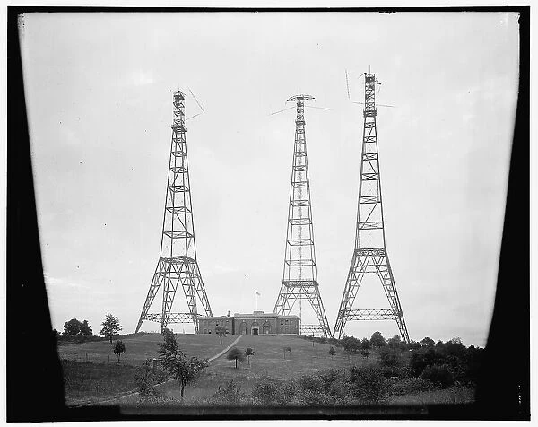 Radio towers, between 1910 and 1920. Creator: Harris & Ewing. Radio towers, between 1910 and 1920. Creator: Harris & Ewing