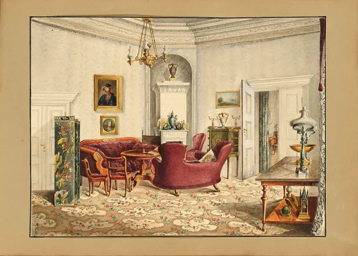 Framed Print : The Radziwill Palace in Berlin. Salon of Princess Wanda Czartoryska, née Princess Radziwill, 1845. Creator: Wustrow (active ca 1845) Framed Print : The Radziwill Palace in Berlin. Salon of Princess Wanda Czartoryska, née Princess Radziwill, 1845. Creator: Wustrow (active ca 1845)