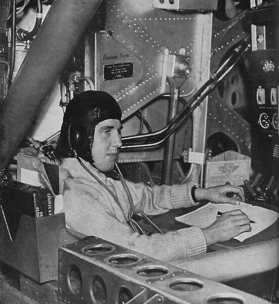 RAF flight engineer on board an aircraft, c1940 (1943)