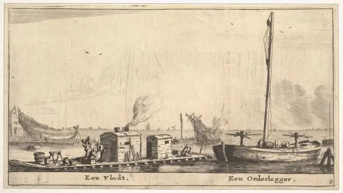Framed Print : A Raft and a Onderlegger, 17th century. Creator: Reinier Zeeman Framed Print : A Raft and a Onderlegger, 17th century. Creator: Reinier Zeeman