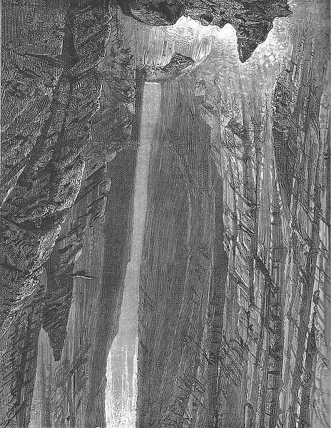 The raft precipitated over a cataract in the Great Canon, Colorado, 1875. Creator: A. R Calhoun