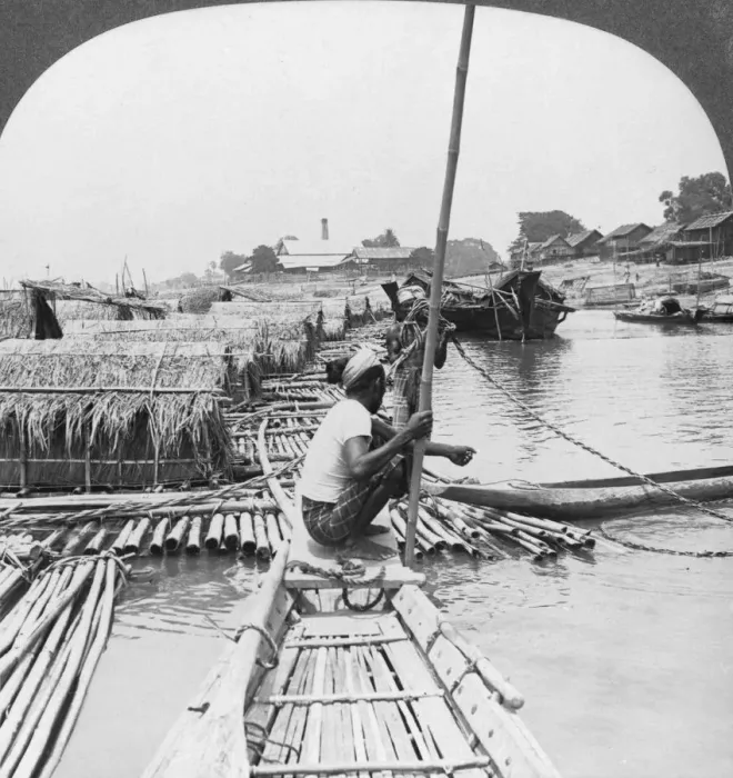 Framed Print : Rafts on the Irrawaddy River, Mandalay, Burma, 1908. Artist: Stereo Travel Co Framed Print : Rafts on the Irrawaddy River, Mandalay, Burma, 1908. Artist: Stereo Travel Co