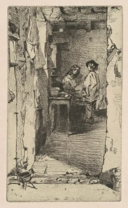 Framed Print : Rag Pickers, Quartier Mouffetard, Paris, 1858. Creator: James Abbott McNeill Whistler
