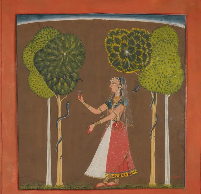 Framed Print : Ragini, possibly Asavari: Folio from a Ragamala Series, ca. 1700-1710. Creator: Unknown Framed Print : Ragini, possibly Asavari: Folio from a Ragamala Series, ca. 1700-1710. Creator: Unknown