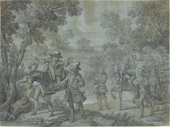 Framed Print : Ragotin declame des vers; des paysans croient qu'il preche, 1737. Creator: Jean-Baptiste Oudry Framed Print : Ragotin declame des vers; des paysans croient qu'il preche, 1737. Creator: Jean-Baptiste Oudry